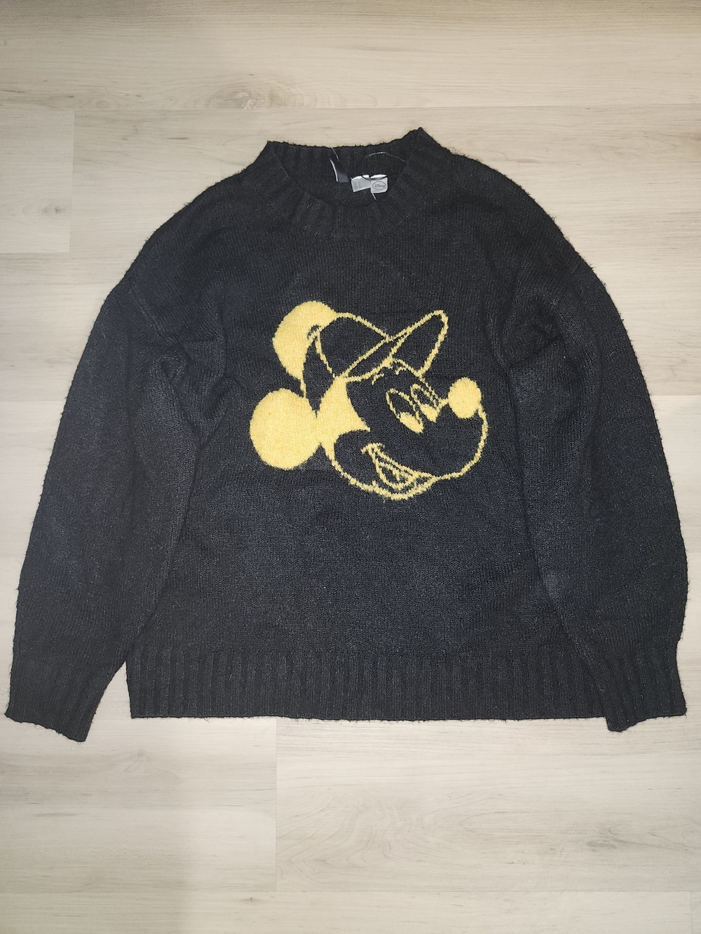 Disney Black Crew Sweater with Yellow Mickey Head